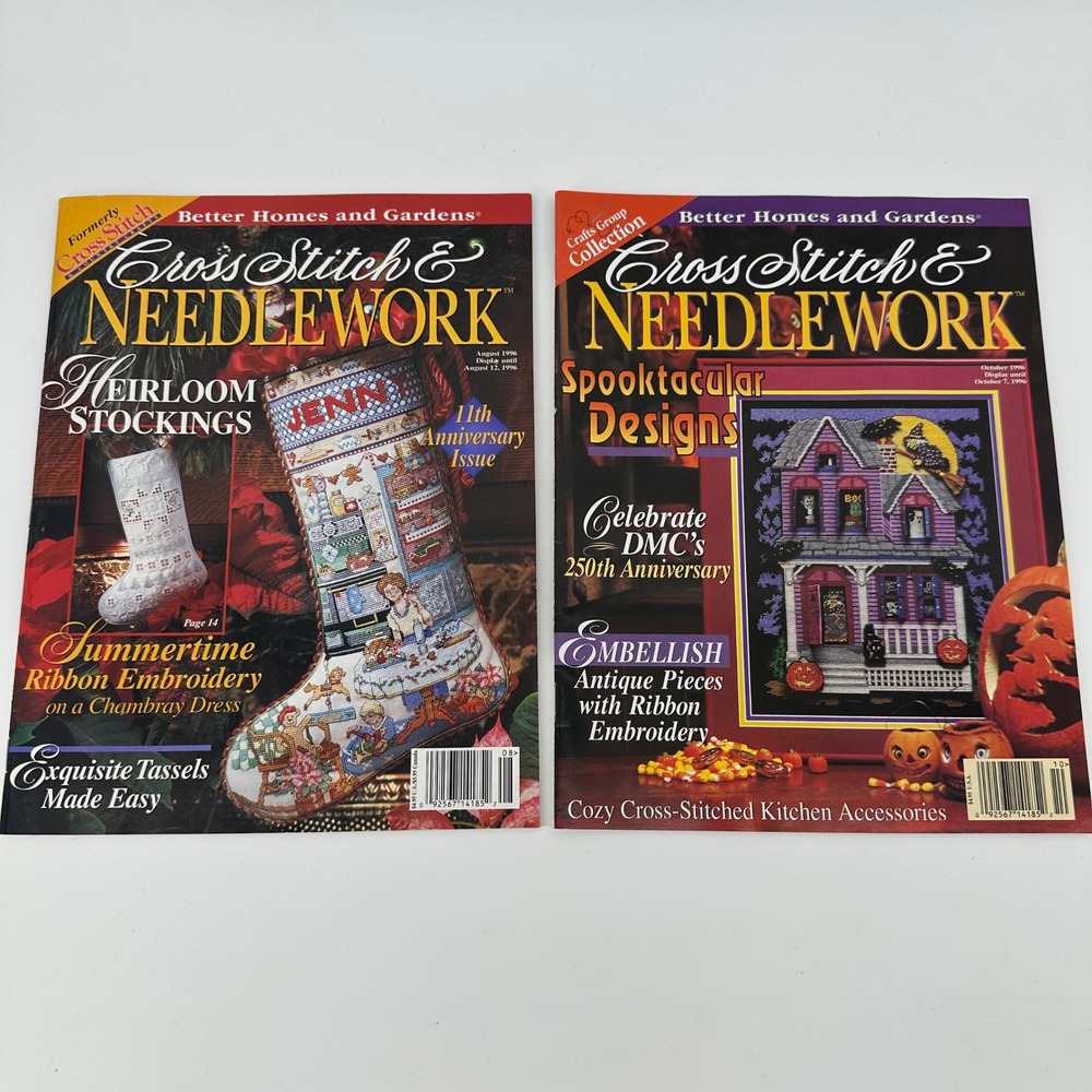 Better Homes and Gardens Cross Stitch & Needlework 2p 1996 Vintage Craft Holiday
